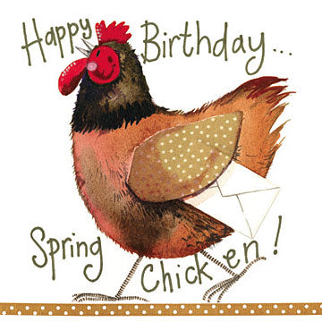 Spring Chicken Birthday Card Fashion