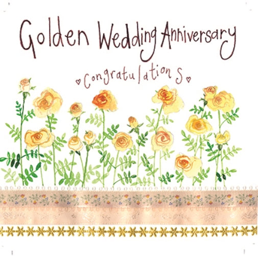 Golden Roses Golden Anniversary Card Fashion