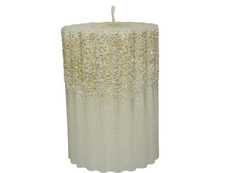 Ribbed & Glitter Wax Pillar Candle - 10cm For Cheap