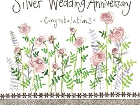 Silver Roses Silver Anniversary Card Online