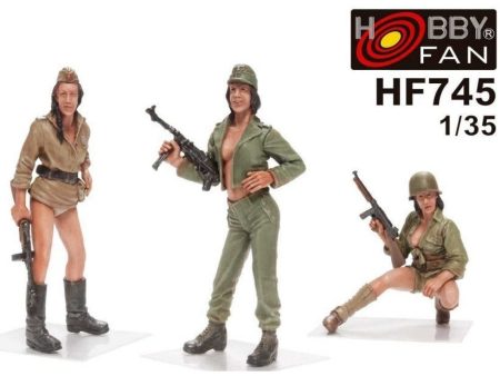 HF745 1 35 Military Girls PinUp 3 Figures Plastic Model Kit Cheap