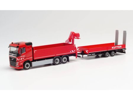 1 87 Volvo FH FD Flatbed Truck with Loading Crane and LowBed Trailer   Kutter Cheap