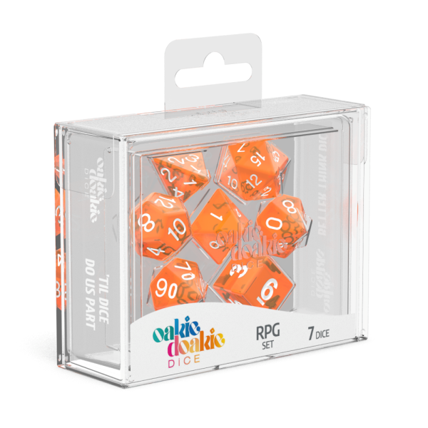 RPG Dice Set Translucent Orange Set of 7 Hot on Sale