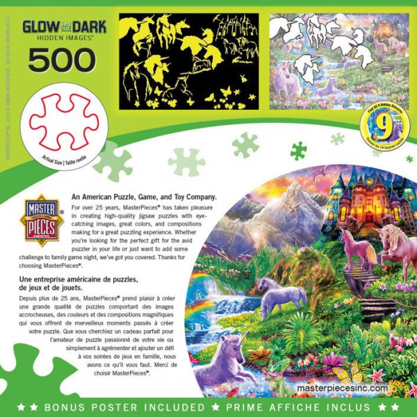 500pc Hidden Images Unicorns Retreat  Glow in the Dark For Sale