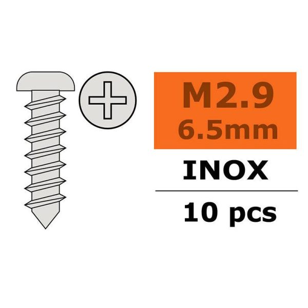 0275001 Selftapping Pan Head Screw  2.9X6.5mm  Inox 10 Fashion