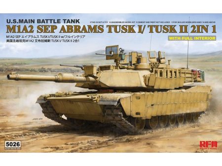 5026 1 35 M1A2 tusk I  tusk II w full interior Plastic Model Kit Hot on Sale