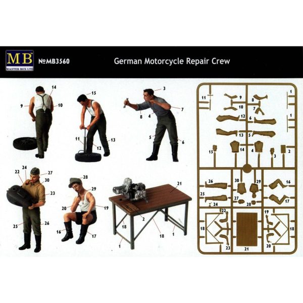 3560 1 35 German Motorcycle Repair Crew Plastic Model Kit Cheap